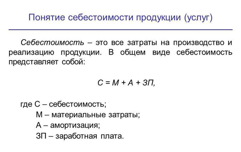 Формулы и расчет себестоимости единицы продукции